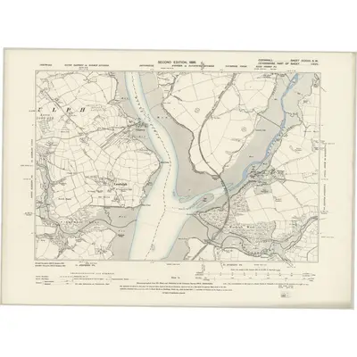 1892 Map of Cornwall XXXVIII.SW, 1896 Print