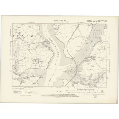 1905 Map of Cornwall XXXVIII.SW, 1907 Print