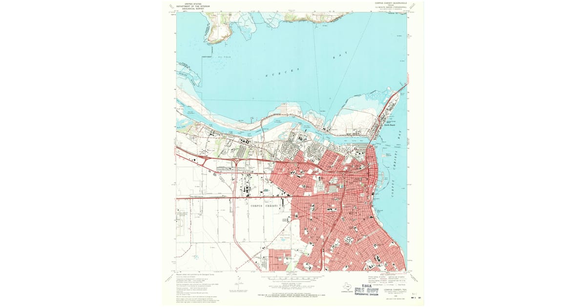 1968 Topographical Map of Corpus Christi