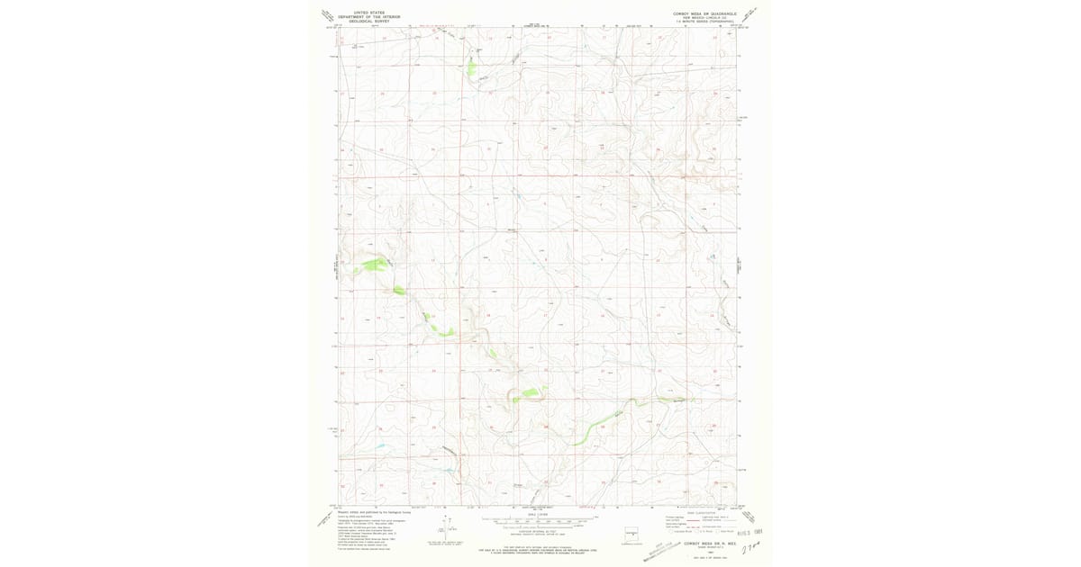 1981 Map of Cowboy Mesa SW, Lincoln County, NM — High-Res | Pastmaps