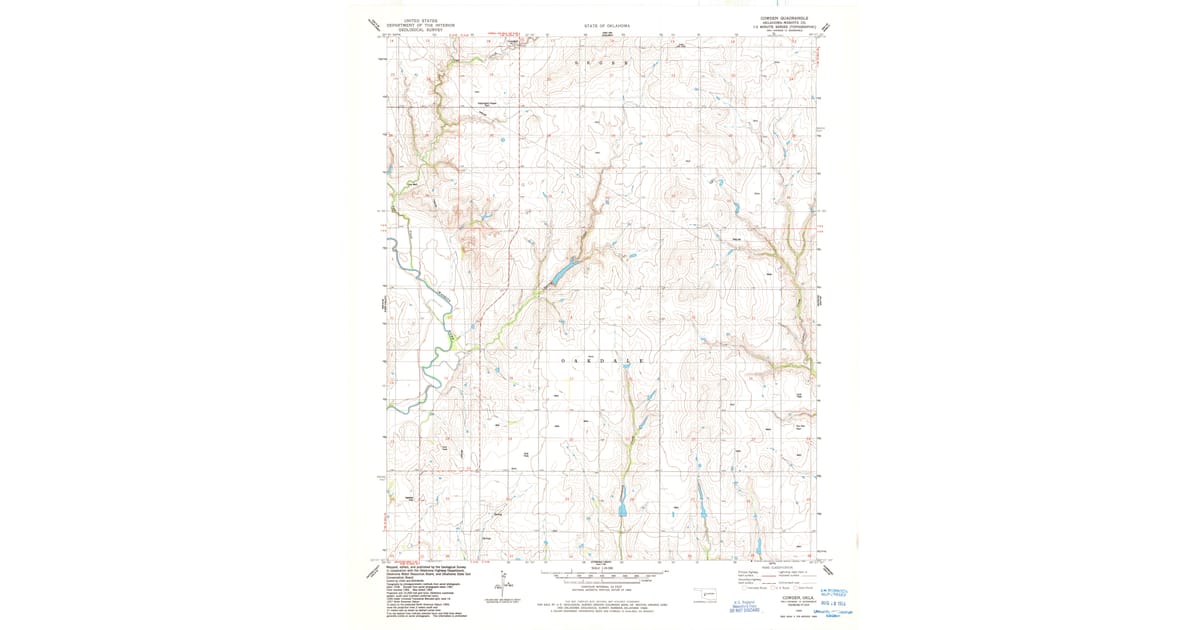 1984 Map of Cowden, Washita County, OK — High-Res | Pastmaps