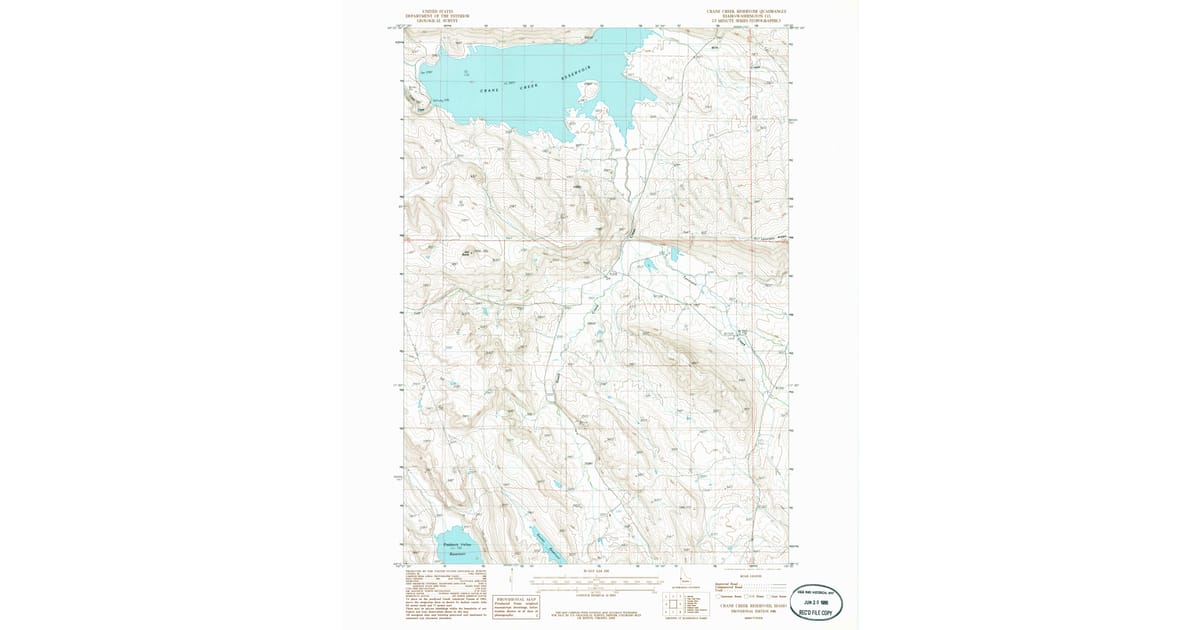1986 Map of Crane Creek Reservoir, Washington County, ID — High-Res ...