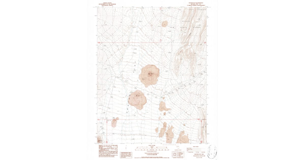 1986 Map of Crater Flat, Nye County, NV — High-Res | Pastmaps
