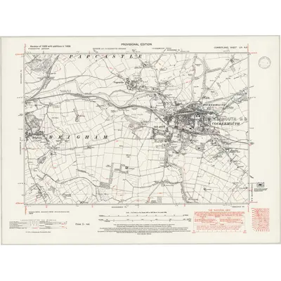 1938 Map of Cumberland LIV.NE, 1947 Print