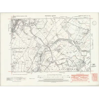 1938 Map of Cumberland LXI.NE, 1947 Print