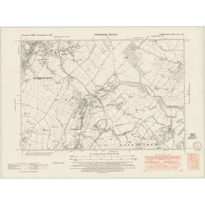 1947 Map of Cumberland LXI.NE, 1950 Print