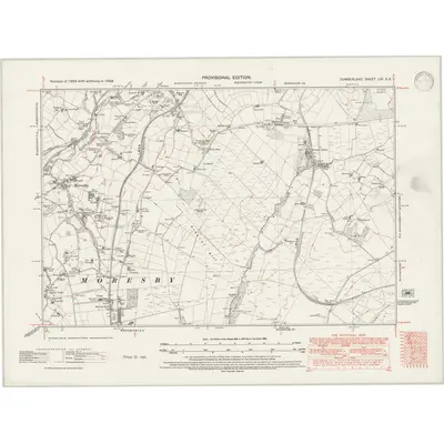 1938 Map of Cumberland LXI.SE, 1947 Print