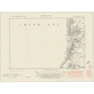 1947 Map of Cumberland LXI.SW, 1950 Print