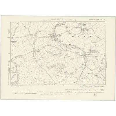 1898 Map of Cumberland LXII.NW, 1900 Print