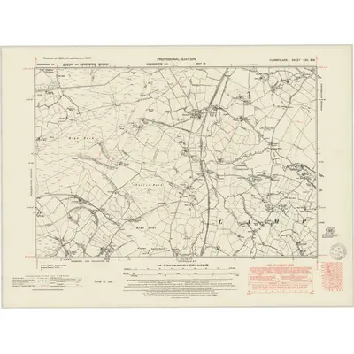 1947 Map of Cumberland LXII.SW, 1950 Print