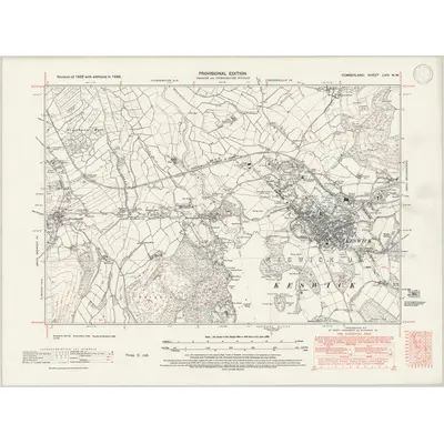 1938 Map of Cumberland LXIV.NW, 1946 Print