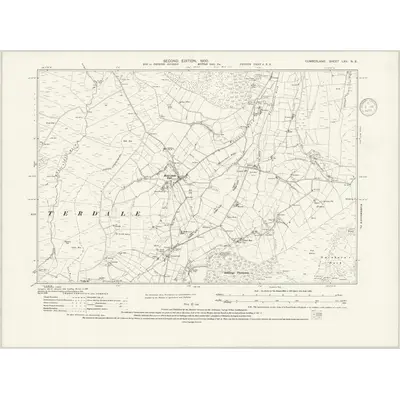 1898 Map of Cumberland LXV.NE, 1936 Print