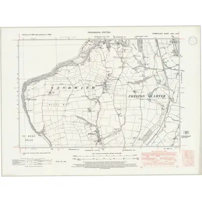 1938 Map of Cumberland LXVII.SW, 1947 Print