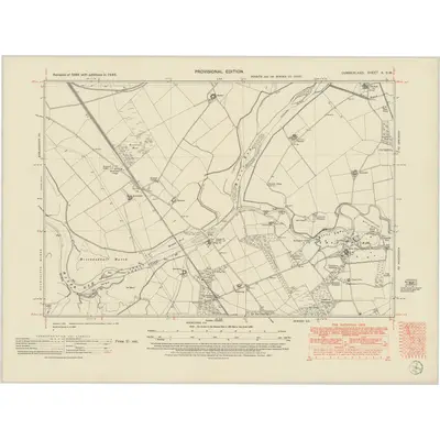 1945 Map of Cumberland X.SW, 1951 Print
