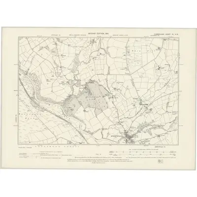 1898 Map of Cumberland XL.NW, 1901 Print