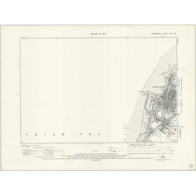 1923 Map of Cumberland XLIV.NE, 1938 Print