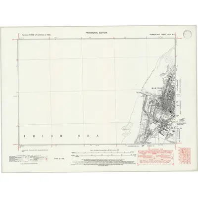 1938 Map of Cumberland XLIV.NE, 1947 Print