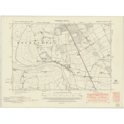 1945 Map of Cumberland XVI.NW, 1951 Print