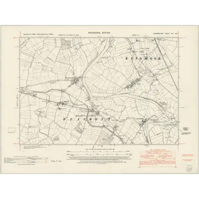 1946 Map of Cumberland XVI.SW, 1952 Print