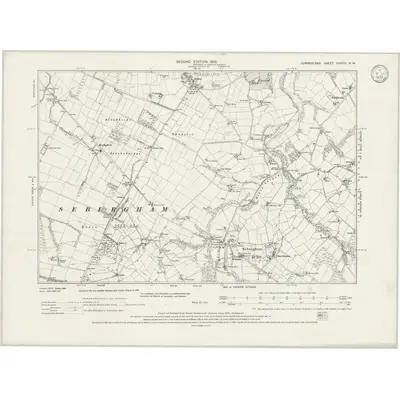 1899 Map of Cumberland XXXVIII.NW, 1933 Print