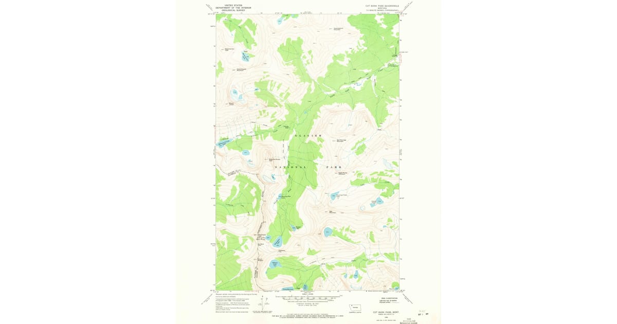 1968 Map of Cut Bank Pass, Glacier County, MT — High-Res | Pastmaps