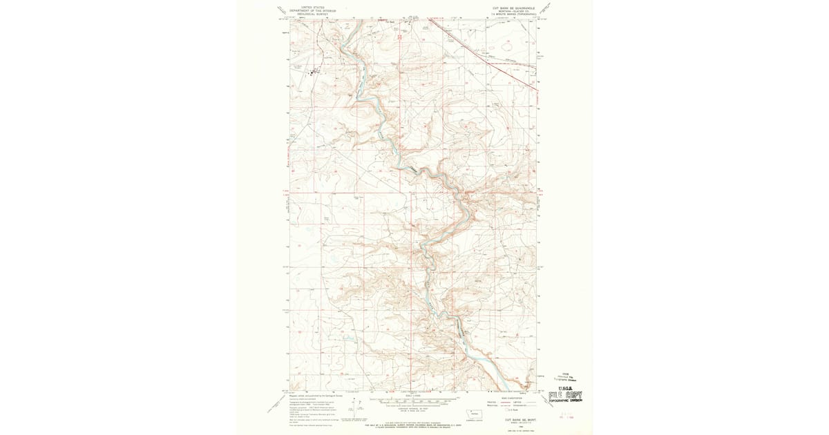 1966 Map of Cut Bank SE, Glacier County, MT — High-Res | Pastmaps