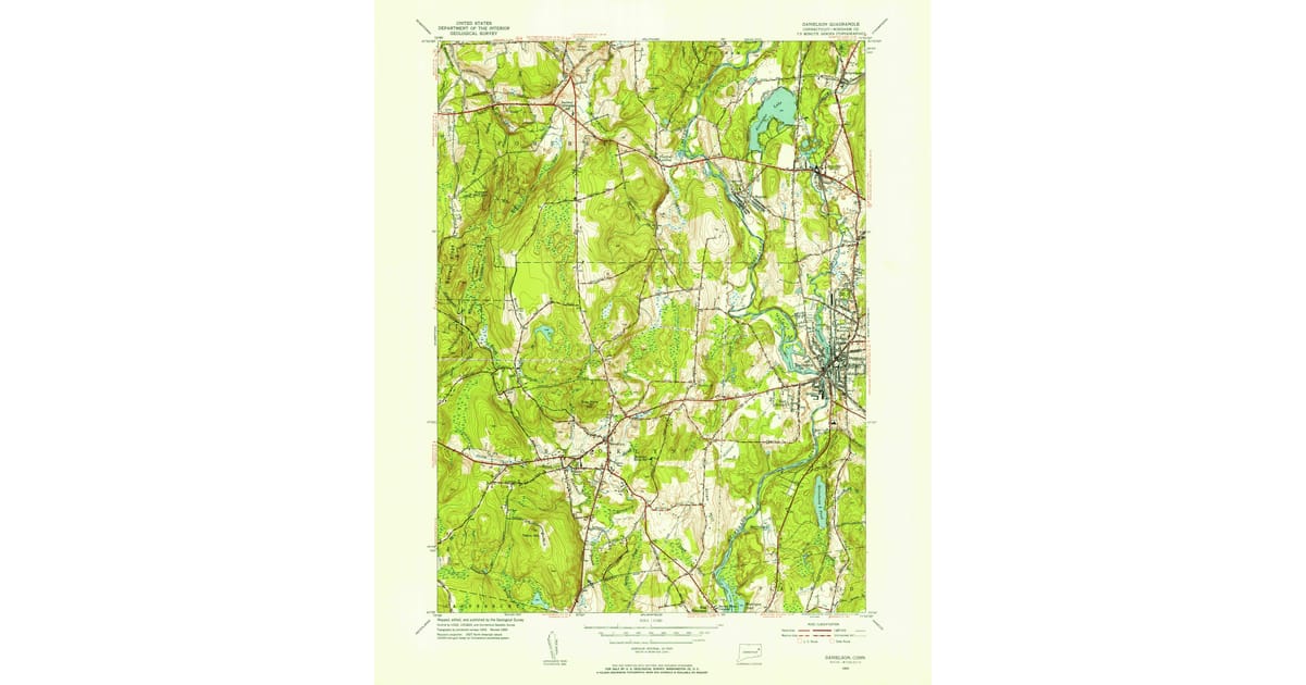 1955 Map of Danielson, Killingly, CT — High-Res | Pastmaps