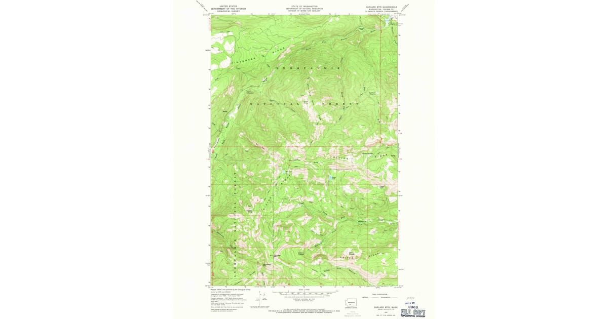1967 Map of Darland Mtn, Yakima County, WA — High-Res | Pastmaps