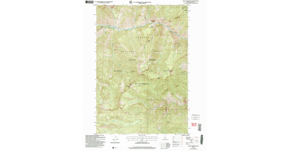 Aspc Lewis Map 2004 Map of Dave Lewis Peak, Valley County, ID — High-Res | Pastmaps
