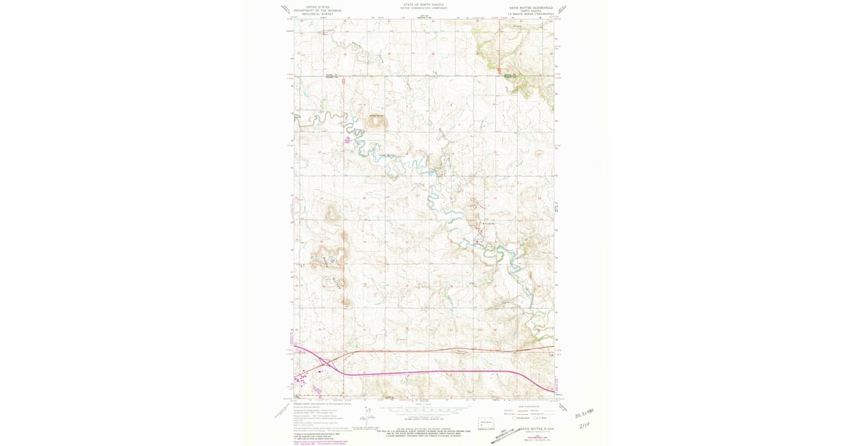 Davis Ranch Nd Map 1962 Map of Davis Buttes, Stark County, ND — High-Res, 1981 Print ...