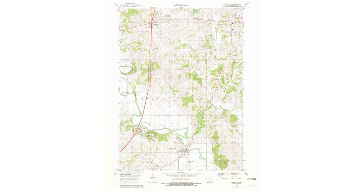 Decatur County Iowa Plant Map.pdf 1981 Map of Davis City, IA — High-Res | Pastmaps