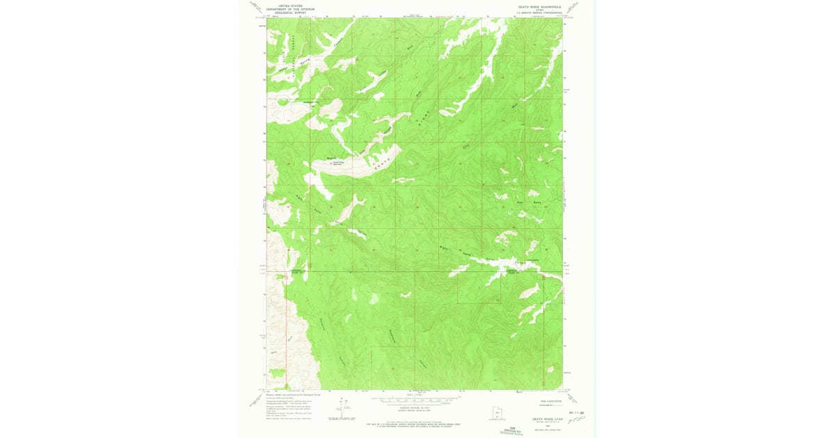 Dead Ridge 1964 Map of Death Ridge, Garfield County, UT — High-Res, 1975 Print ...