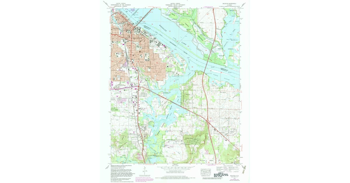 1975 Map of Decatur, AL — High-Res, 1983 Print #2 | Pastmaps