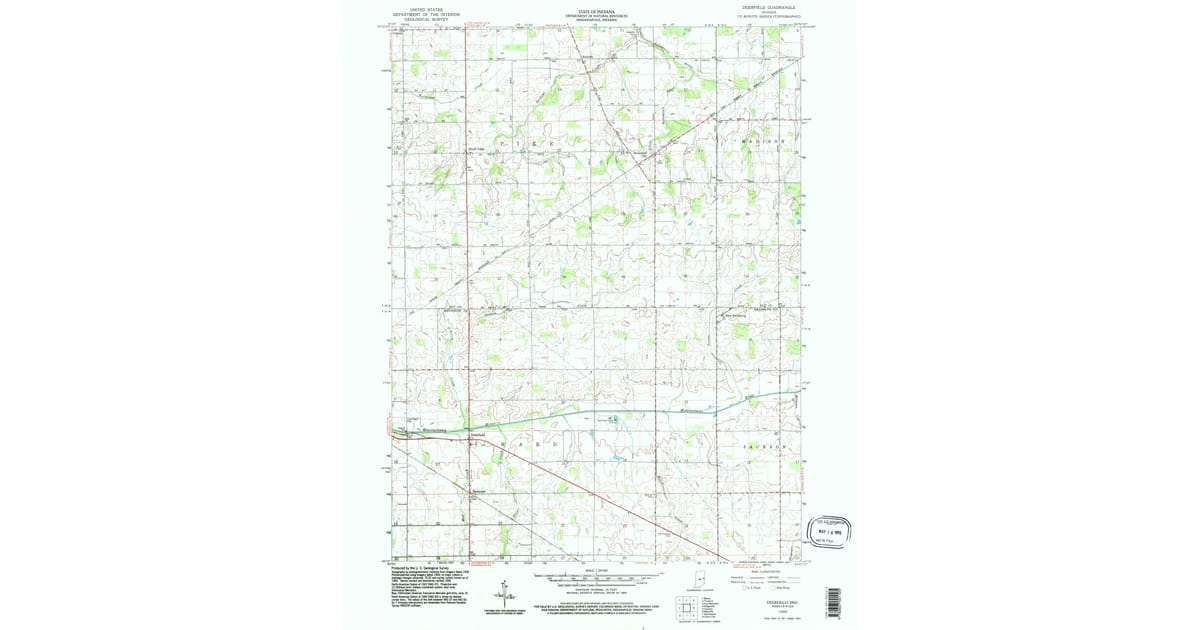 1992 Map of Deerfield, Randolph County, IN — High-Res | Pastmaps