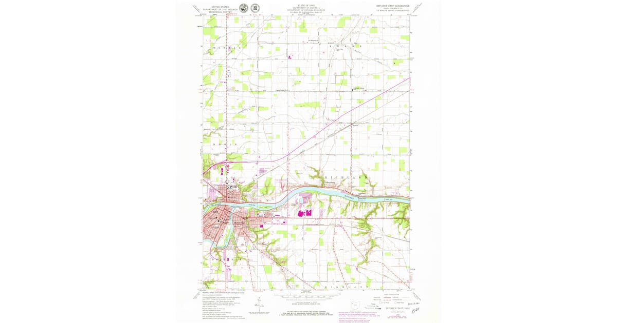 1959 Map of Defiance East, Defiance County, OH — High-Res, 1979 Print ...