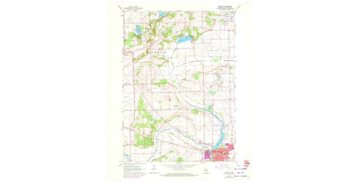 1960 Map of Delavan, WI — High-Res, 1972 Print | Pastmaps