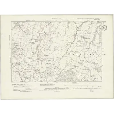 1910 Map of Denbighshire III.SE, 1934 Print