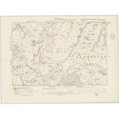 1910 Map of Denbighshire III.SE, 1948 Print