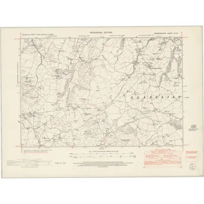 1948 Map of Denbighshire III.SE, 1953 Print
