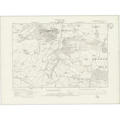 1910 Map of Denbighshire IV.SE, 1933 Print