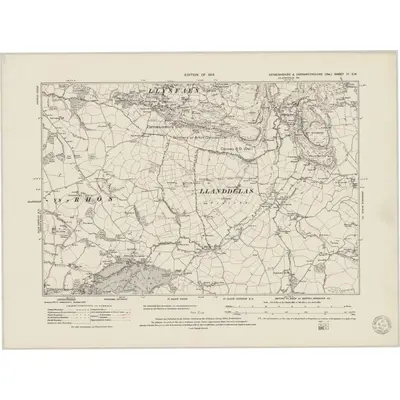1910 Map of Denbighshire IV.SW, 1950 Print