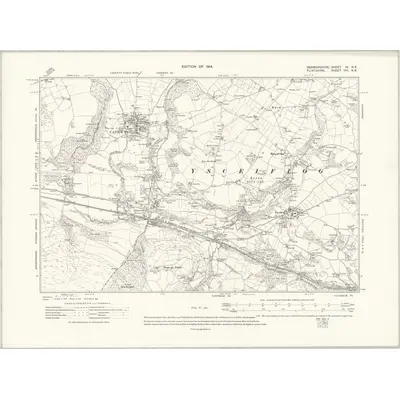 1910 Map of Denbighshire IX.NE, 1914 Print