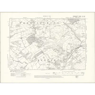 1910 Map of Denbighshire IX.NW, 1914 Print