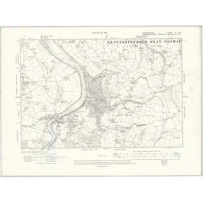 1911 Map of Denbighshire VI.NW, 1914 Print