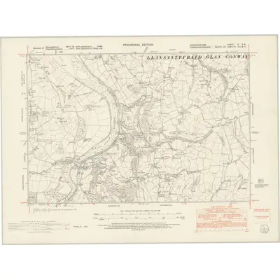 1948 Map of Denbighshire VI.NW, 1954 Print