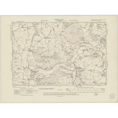 1910 Map of Denbighshire VII.NE, 1950 Print