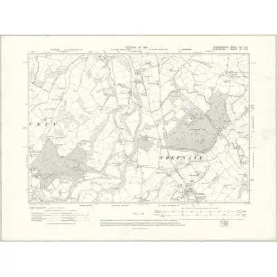 1910 Map of Denbighshire VIII.NE, 1914 Print