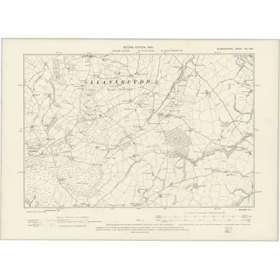 1898 Map of Denbighshire VIII.SW, 1900 Print