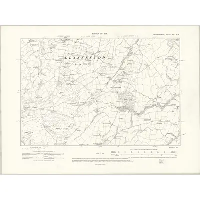 1910 Map of Denbighshire VIII.SW, 1914 Print
