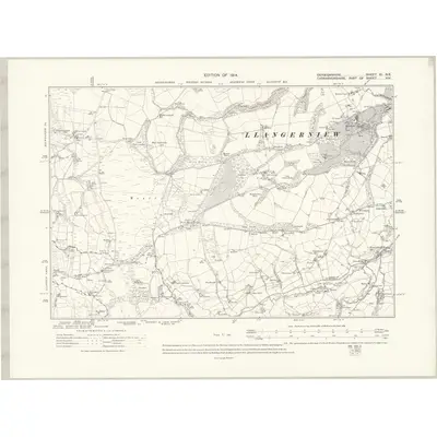 1910 Map of Denbighshire XI.NE, 1914 Print